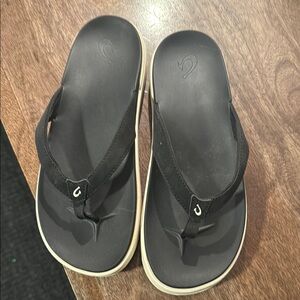 Black Flip Flops with White Sole